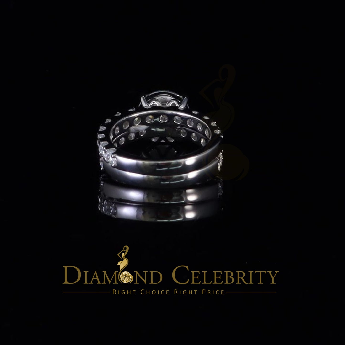DiamondCelebritees 7.00ct Moissanite White Sterling Silver Men's/ Women Bridal Round Rings Size 8