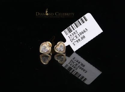 DiamondCelebritees 10K Real Yellow Gold with 0.05CT Real Diamonds Men's/Women's stud Heart Earrings