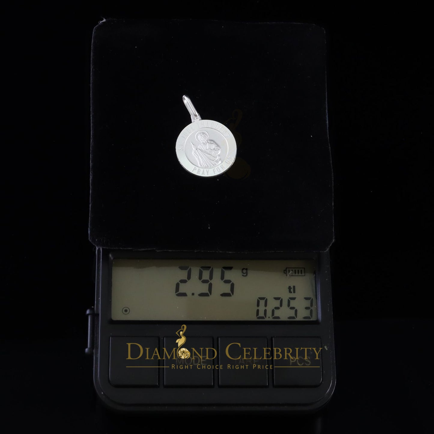 DiamondCelebritees 925 Sterling Silver Men's/Women's Saint Jude Thaddeus Pendant White Religious