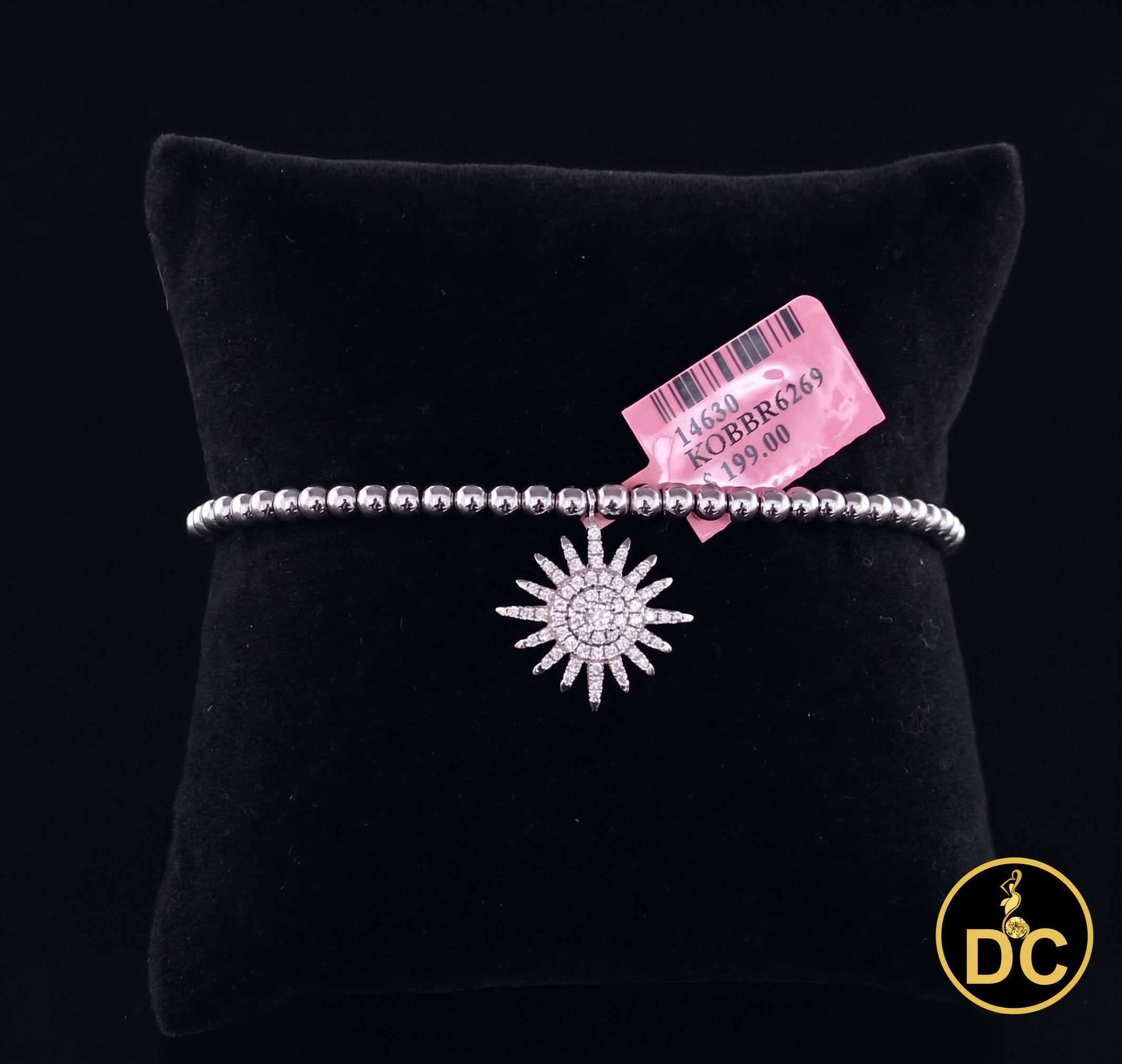 Diamondcelebritees 925 Sterling Silver Cubic Zirconia Sun Shape White Bracelet Adjustable SZ 7 Inch