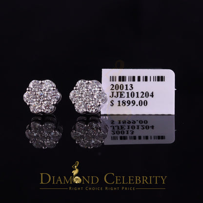 DiamondCelebritees 1.50ct Vvs 'D' Color Genuine Moissanite Stud FLORAL Earrings 10k Real White Gold