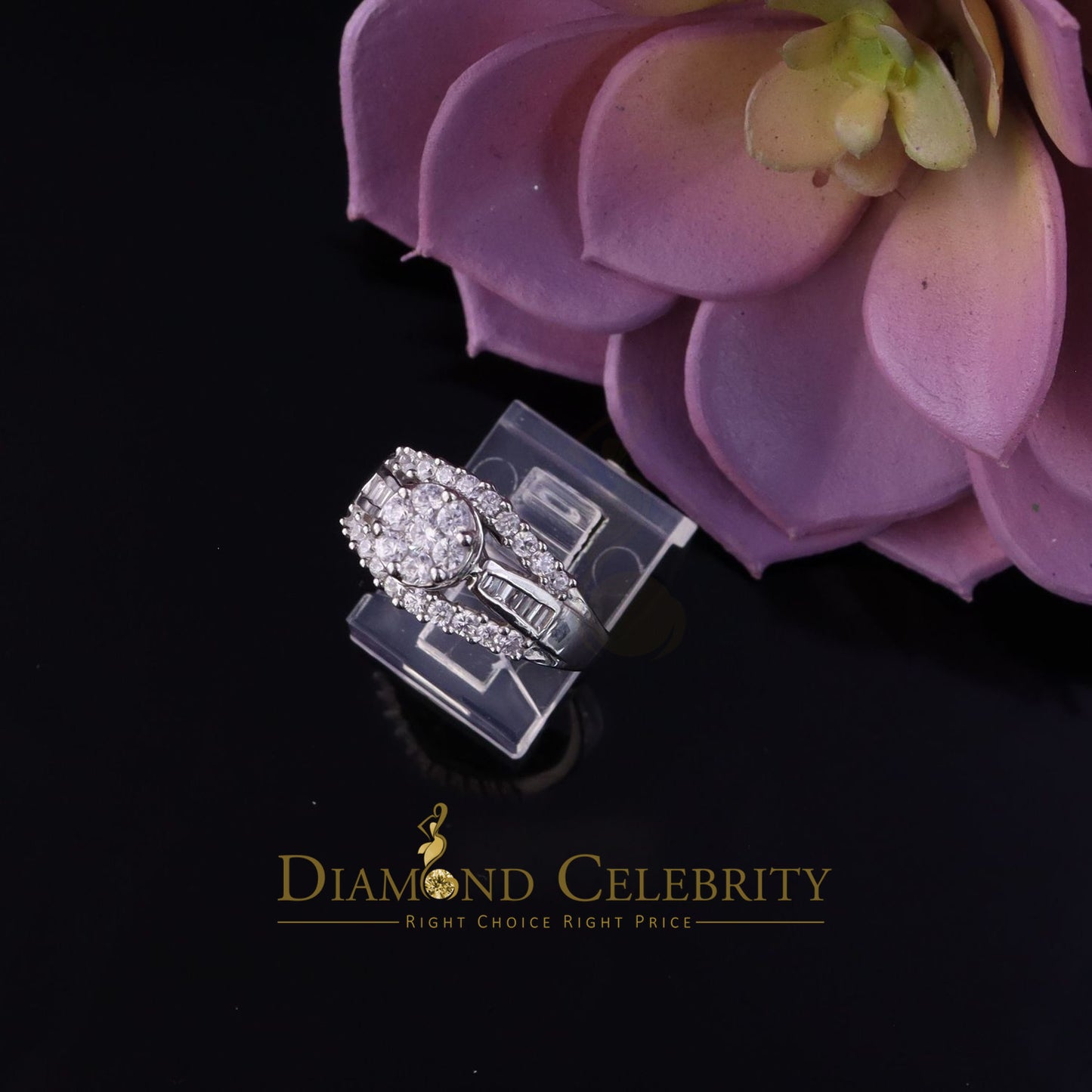 DiamondCelebritees 2.00ct Cubic Zirconia Sterling White Silver Round Engagement Womens Ring Size 7