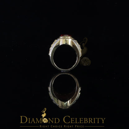 DiamondCelebritees 8.10ct Yellow Silver Oval Cubic Zirconia Men's Adjustable Ring From SZ 9 to 11