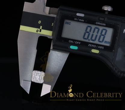 DiamondCelebritees  White 925 Silver 0.81ct Cubic Zirconia Women's & Men's Hip Hop Square Earrings