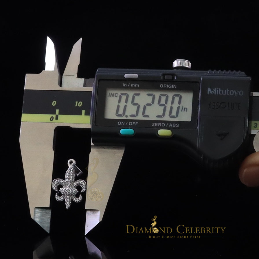 DiamondCelebritees 925 Sterling Silver Fleur de Lis Shape Pendant with 0.38ct Cubic Zirconia