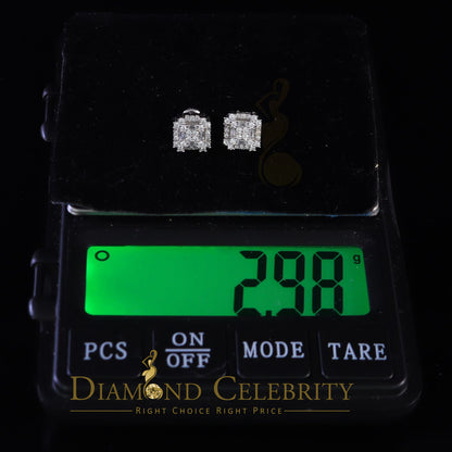 DiamondCelebritees  1.18ct Cubic Zirconia 925 White Silver Women's & Men's Hip Hop Square Earrings