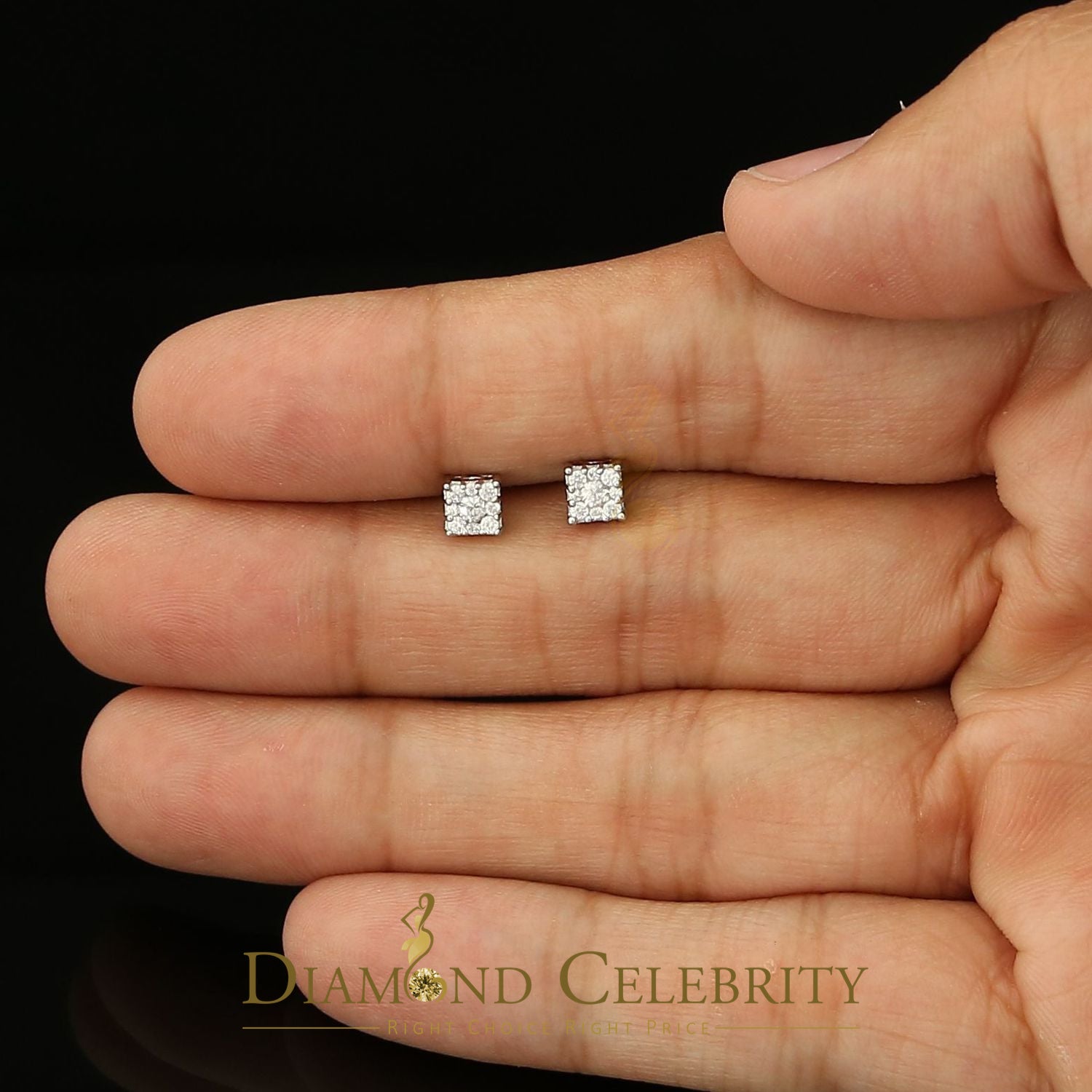 DiamondCelebritees  0.55ct Cubic Zirconia 925 White Sterling Silver Women's Hip Hop Square Earrings