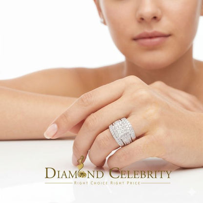DiamondCelebritees 12.60ct Cubic Zirconia White SterlingSilver Men's/Women 3PC Wedding Rings Size 9
