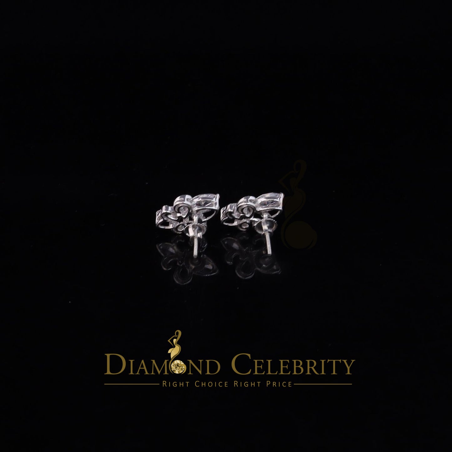 DiamondCelebritees  925 White Silver Womens Fleur de Lis Screw Back 2.43ct Cubic Zirconia Earrings