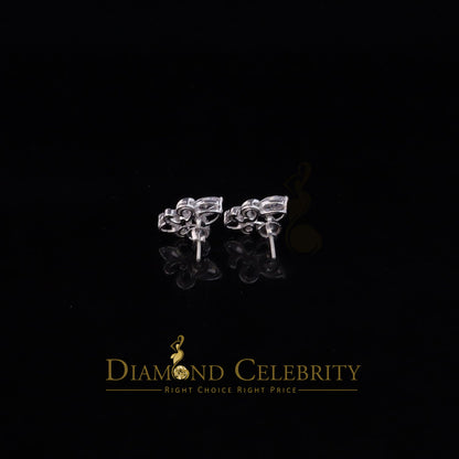 DiamondCelebritees  925 White Silver Womens Fleur de Lis Screw Back 2.43ct Cubic Zirconia Earrings