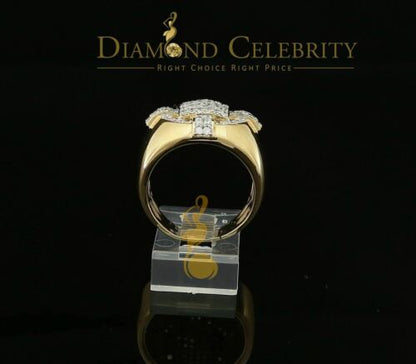 DiamondCelebritees Yellow Silver Square 1.70ct Cubic Zirconia Men Adjustable Ring From SZ 9 to 11