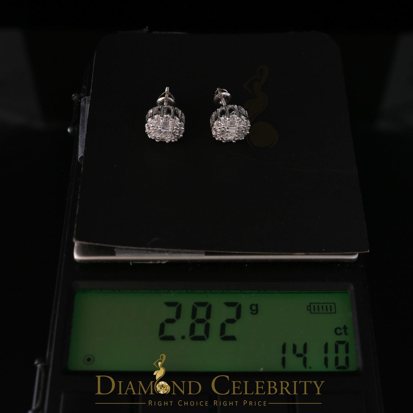 DiamondCelebritees  925 Sterling White Silver 1.98ct Cubic Zirconia Round Women's Stud Earrings