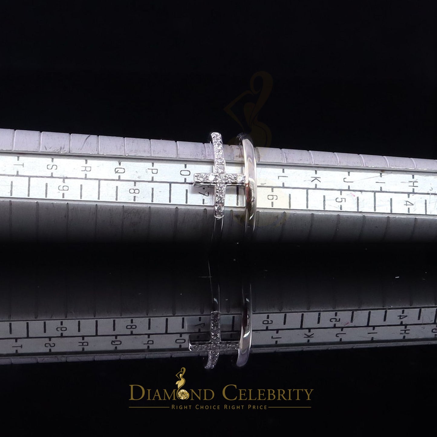 DiamondCelebritees 925 Sterling White Silver 0.20ct Cubic Zirconia Cross Shape Womens Ring Size 6.5