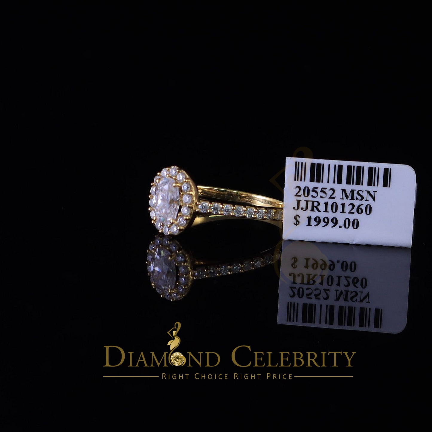 King Of Blings  10K Yellow Gold 1.50CT 'VVS' 'FL' D clr Oval Cut Moissonite Womens Ring Size 7