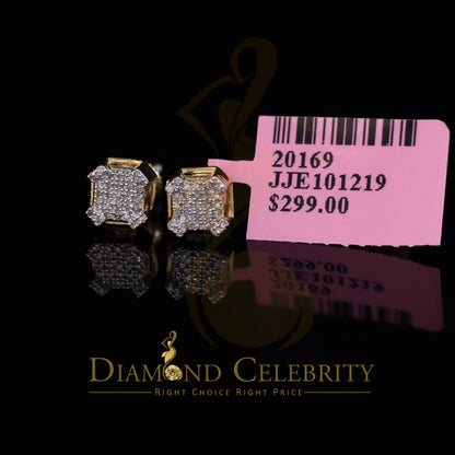 DiamondCelebritees 0.20ct Diamond Yellow 925 Sterling Silver Stud Earrings For Women's And Men's