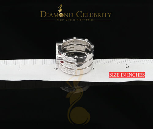 DiamondCelebritees 925 Silver White 1.50ct Cubic Zirconia Texan Wide Band Cocktail Ring Size 10