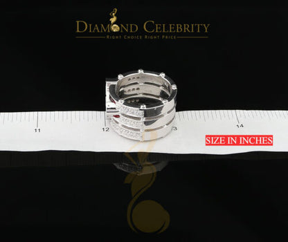 DiamondCelebritees 925 Silver White 1.50ct Cubic Zirconia Texan Wide Band Cocktail Ring Size 10