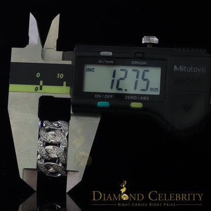 DiamondCelebritees 0.85ct Cubic Zirconia Stone White 925 Sterling Silver Cuban Men's Ring Size 10