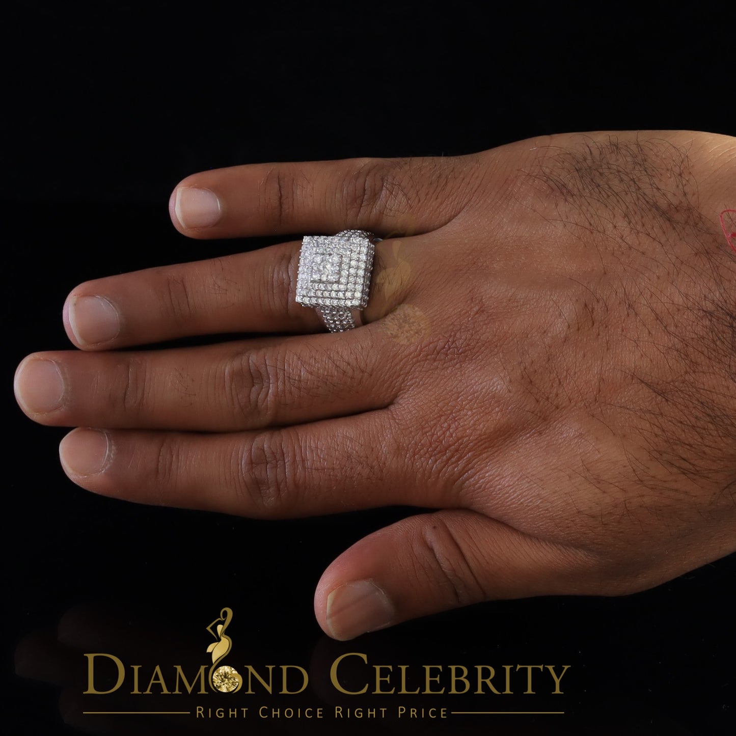 DiamondCelebritees 925 Silver White 8.50ct Cubic Zirconia Wide Square Womens Engagement Ring SZ 7.5