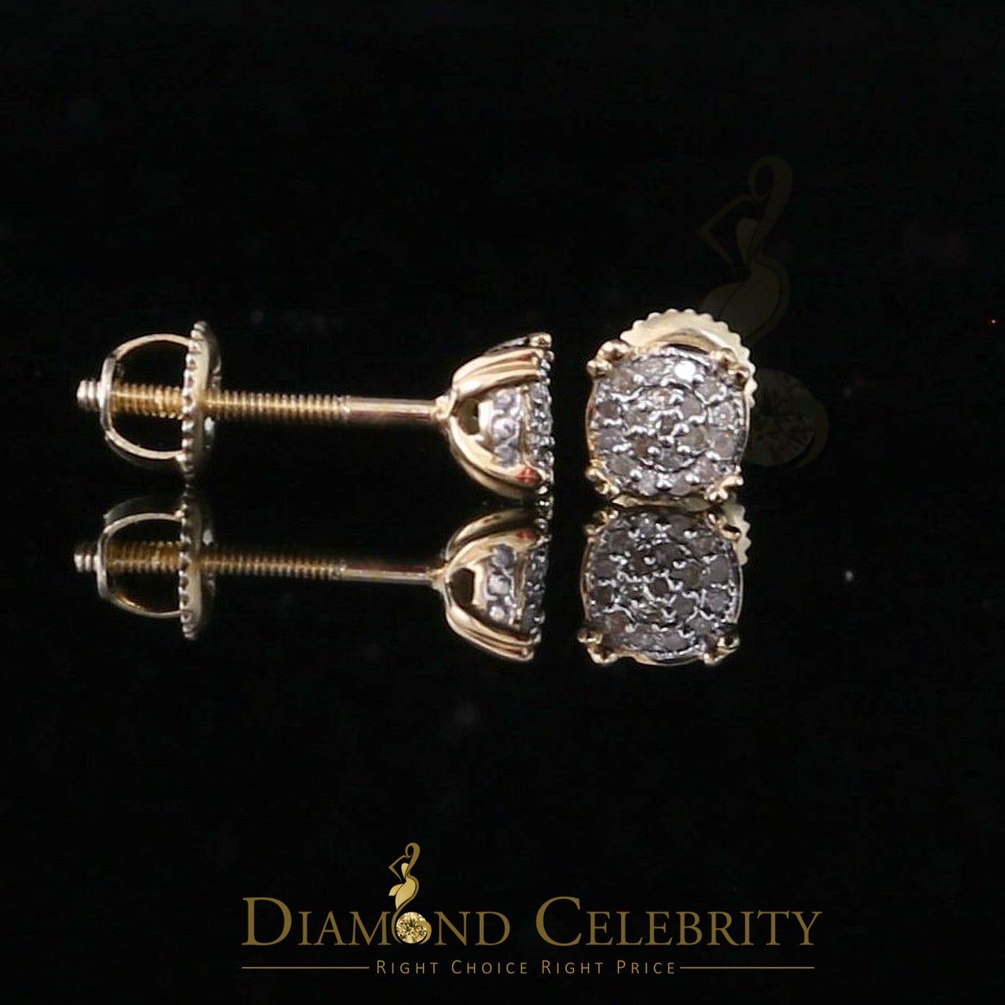 DiamondCelebritees 0.10 ct Round Diamond Collection 925 Sterling Silver Yellow For Women's Earrings