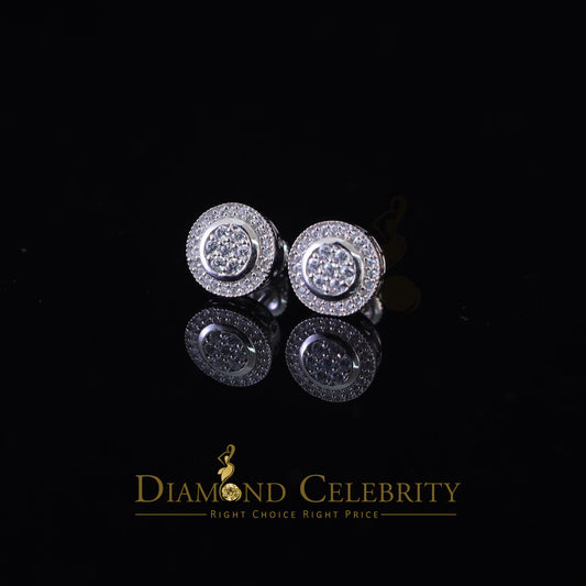 DiamondCelebritees  925 Sterling White Silver 1.59ct Cubic Zirconia Round Women's Stud Earrings