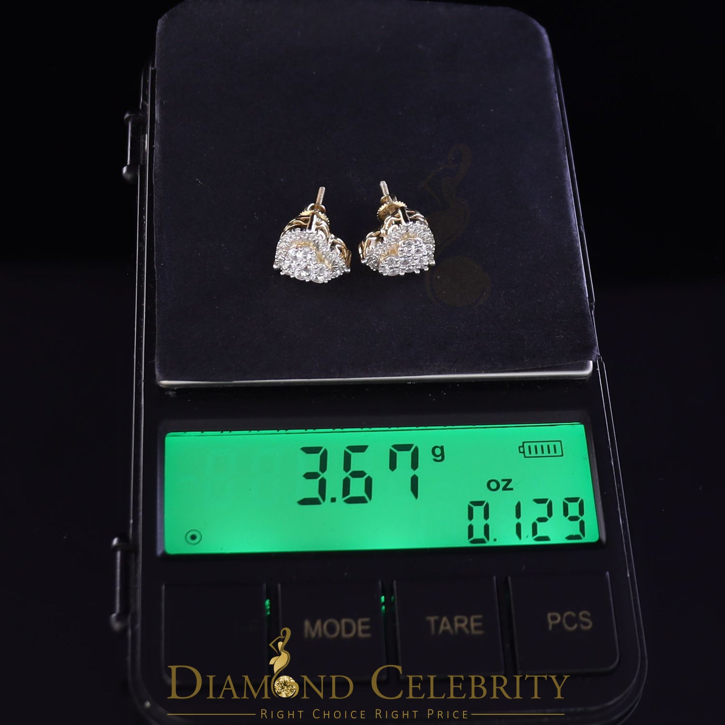 DiamondCelebritees  925 Sterling Yellow Silver 1.64ct Cubic Zirconia Heart Women's Stud Earrings