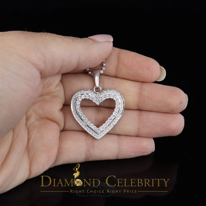 DiamondCelebritees  Real 0.10ct Diamond Sterling Silver HEART White Charm Fashion Necklace Pendant