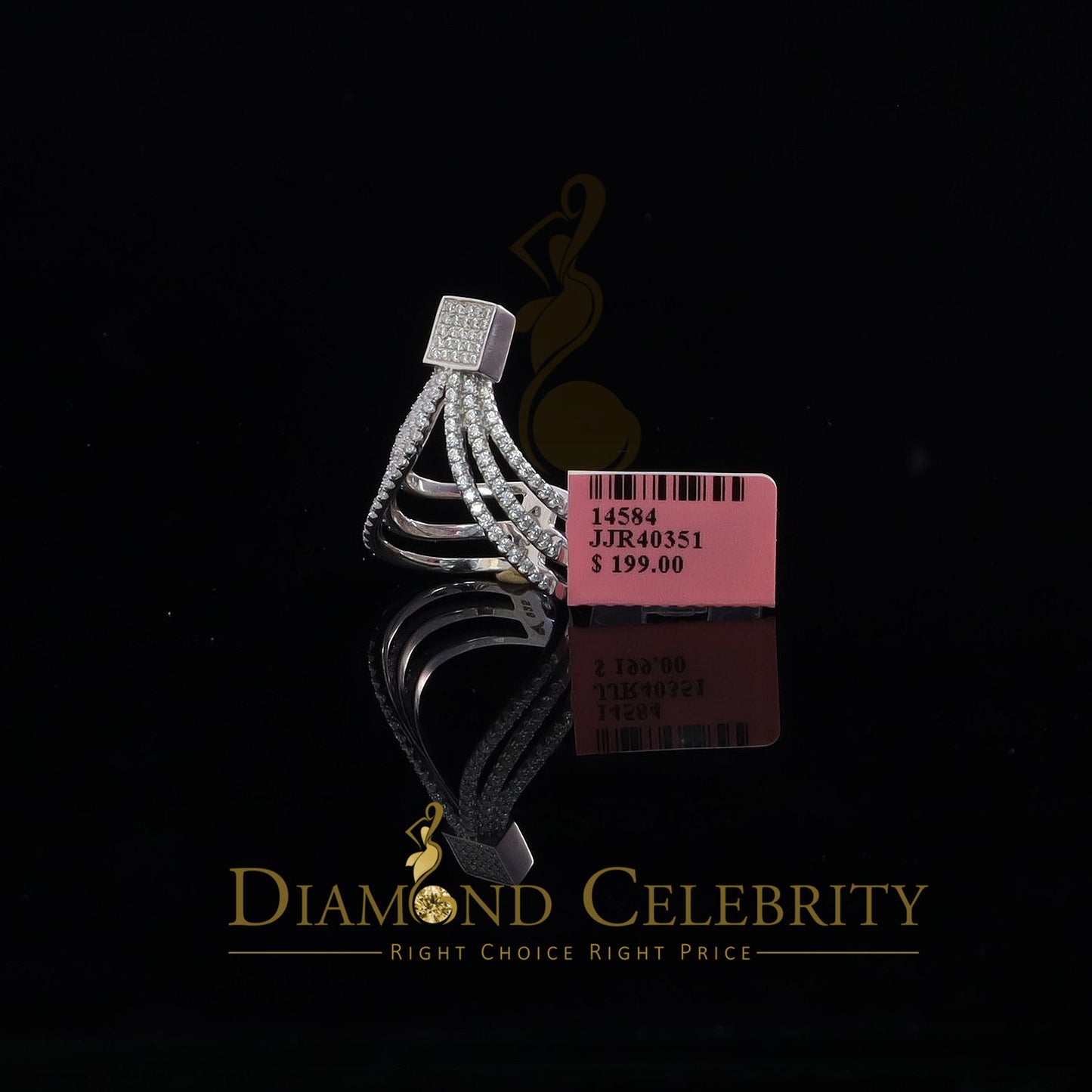 DiamondCelebritees 925 Sterling 1.50ct Cubic Zirconia White Silver Cocktail Womens Ring Size 6.