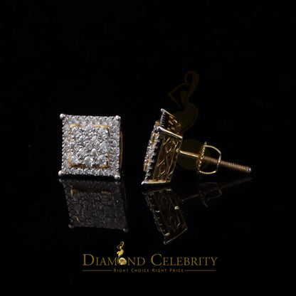 DiamondCelebritees Men's/Womens 925 Silver Yellow 0.55ct VVS 'D' Moissanite Square Stud Earrings