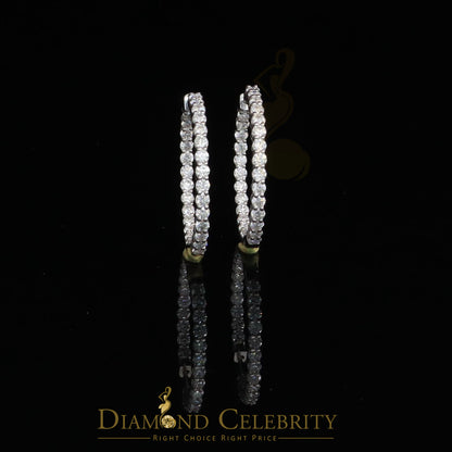 Diamondcelebritees 6.00ct Moissanite White 925 Sterling Silver Women's Hoop Earrings