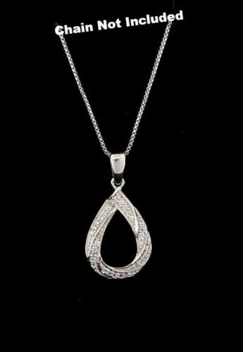 DiamondCelebritees White Sterling Silver Pendant with Charming Necklace Shape 0.37ct Cubic Zirconia