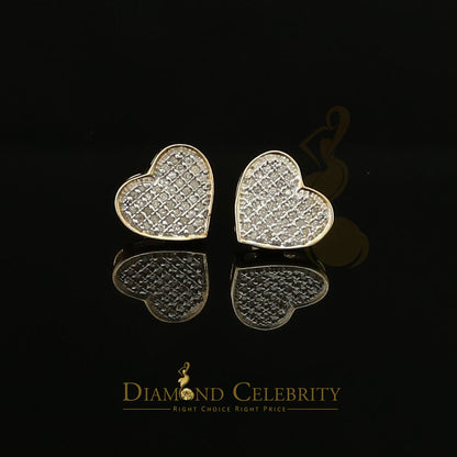 DiamondCelebritees 925 Sterling Silver 0.10ct Diamond Heart Earrings For Women Yellow Stud For Men