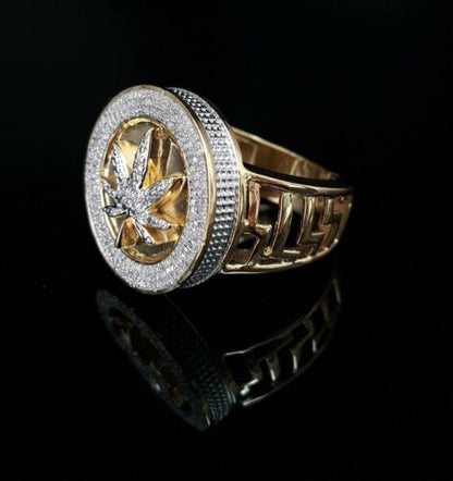 0.40ct Diamond with. Yellow Silver Round Mens's Adjustable Ring From SZ 10 to 12