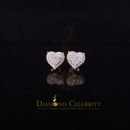 DiamondCelebritees Men's/Womens 925 Silver Yellow 1.25ct VVS 'D' Moissanite 3D Heart Stud Earrings