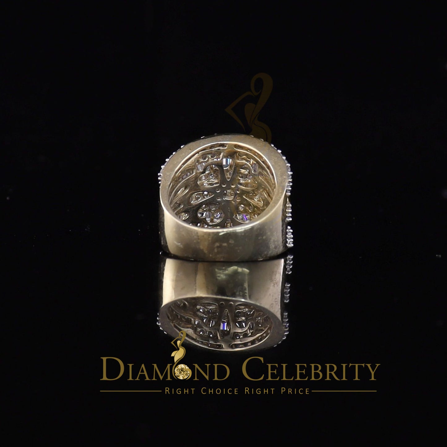 DiamondCelebritees 7.75ct Round/Baguette Cubic Zirconia Cocktail Yellow Sterling Silver Ring Size 7