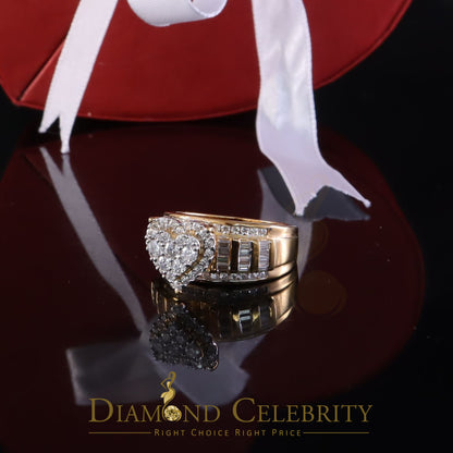 DiamondCelebritees New Women Heart Cindarella Ring 925 Yellow Silver1.20ct VVS D Clr.Moissanite SZ7