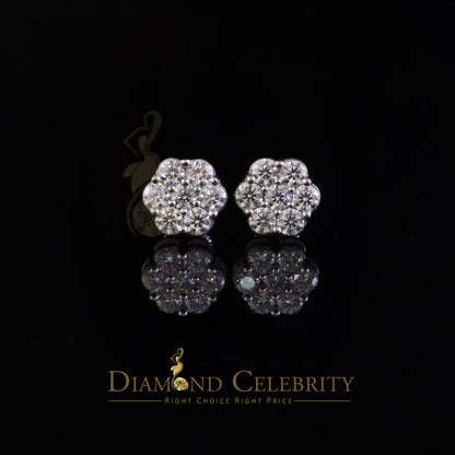 Diamondcelebritees New Men's/Womens 925 Silver White 2.25ct VVS 'D' Moissanite Flower Stud Earrings