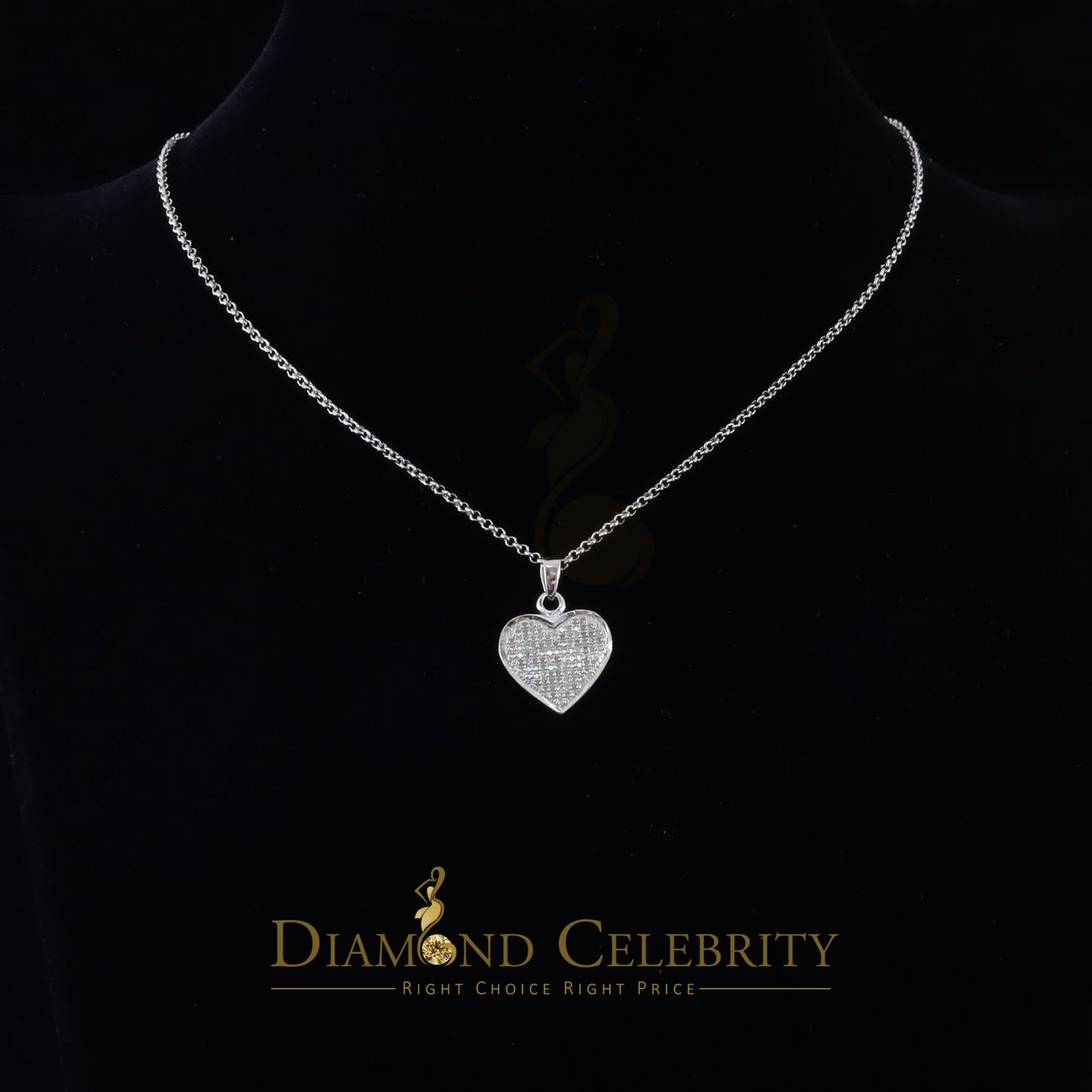 DiamondCelebritees  Real 0.25ct Diamond Sterling 925 Silver HEART Charm Necklace White Pendant