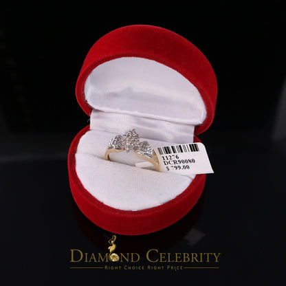 DiamondCelebritees  Real 10 kt Yellow Gold with 0.02 CT Real Diamond Flower style Ring Size 6.5