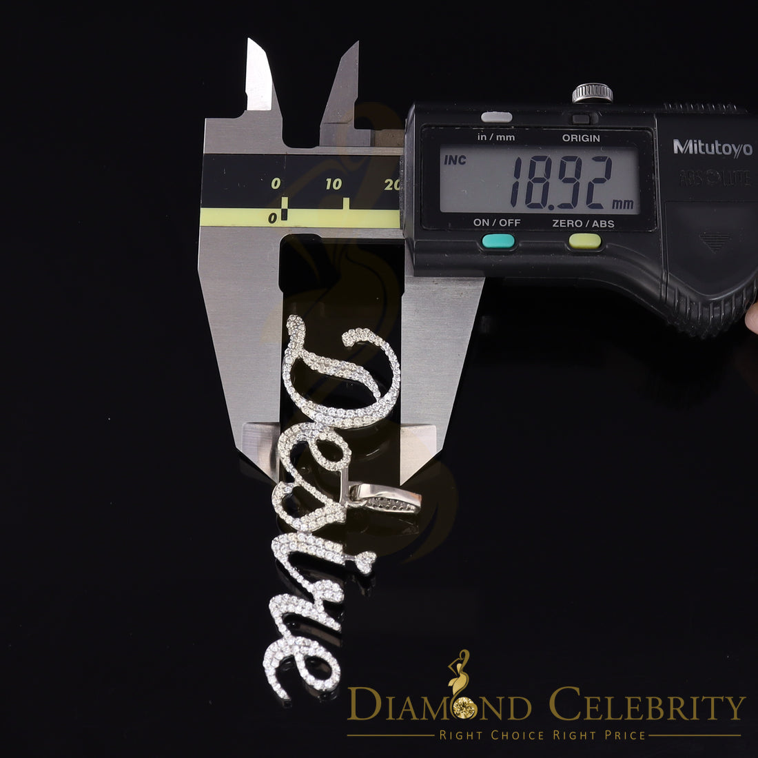 DiamondCelebritees White Desire Letter 925 Sterling Silver Pendant 2.49ct Cubic Zirconia stone