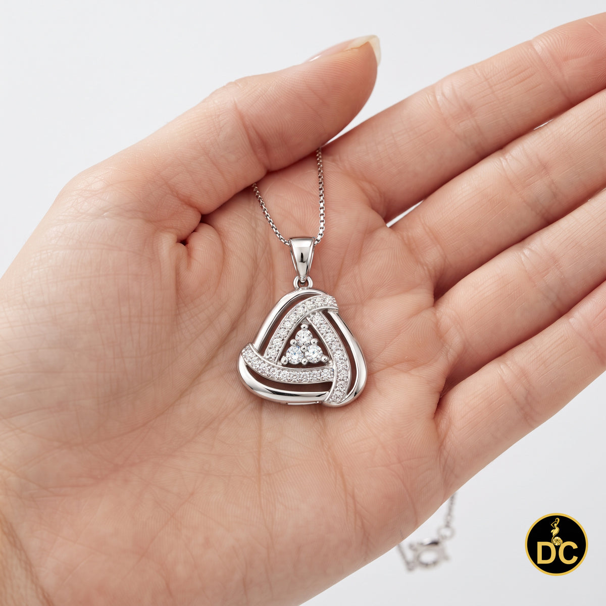 DiamondCelebritees 925 Sterling Silver White Double Triangle 1.00inch Pendant 1.65ct Cubic Zirconia