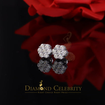 Diamondcelebritees New Men's/Womens 925 Silver White 2.25ct VVS 'D' Moissanite Flower Stud Earrings