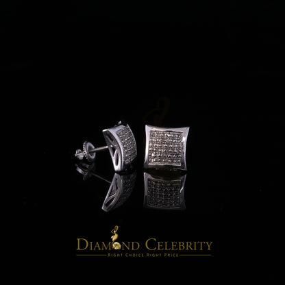 King Of Bling's Aretes Para Hombre 925 White Silver 0.20ct Round Diamond Stud Men's Earrings