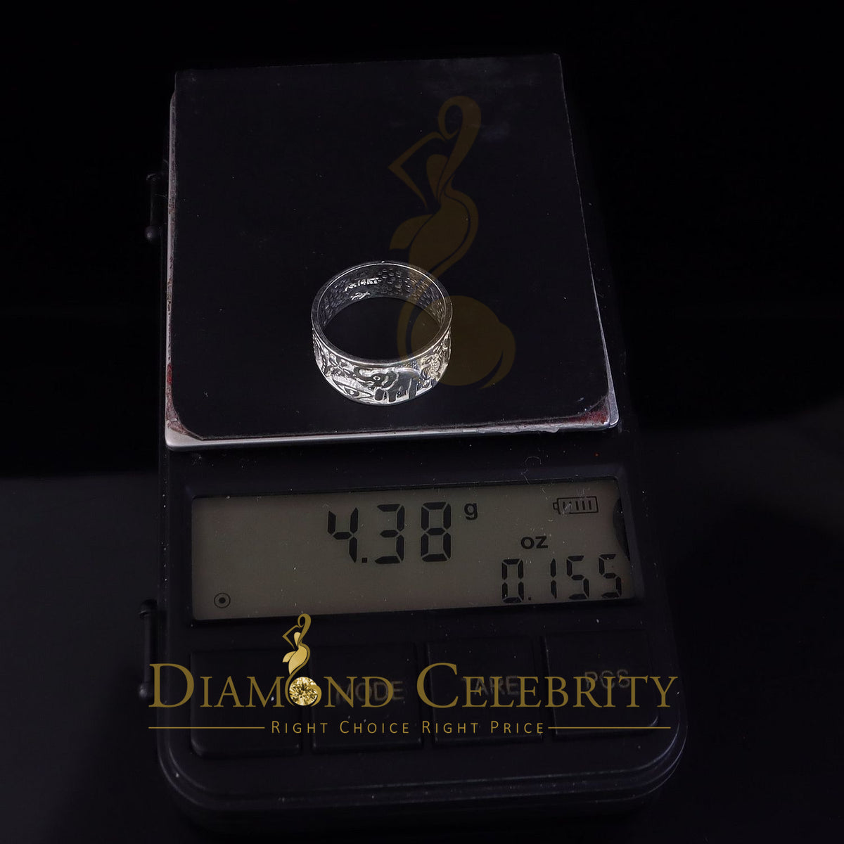 DiamondCelebritees White 925 Sterling Silver Lucky Solid Good Luck Women's Ring SZ 7