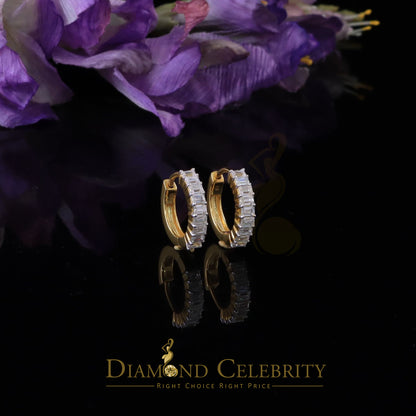 DiamondCelebritees 1.66ct Moissanite Baugutte Yellow 925 Sterling Silver Women's Hoop Earrings