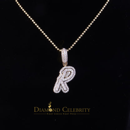 DiamondCelebritees Yellow Cursive 3D Alphabet Shape 925 Sterling Silver Cubic Zirconia Pendant