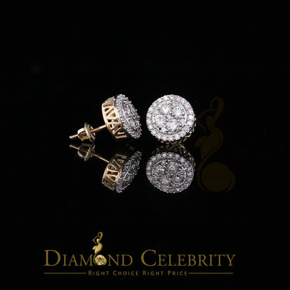 DiamondCelebritees Real Diamond 1.25CT 10K Real Yellow Gold Men's/Women's Stud Round Earring
