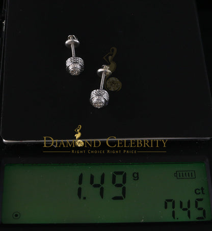 DiamondCelebritees 925 Sterling Silver 0.05ct Diamond For Women's/ Men's White Stud Round Earrings