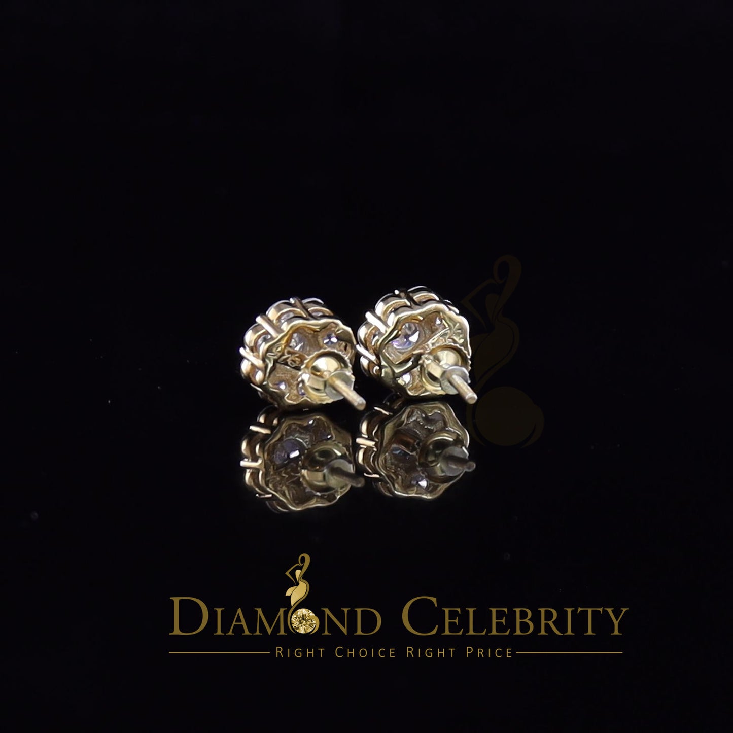 DiamondCelebritees  925 Yellow Silver 2.88ct Cubic Zirconia Women's & Men's Hip Hop Floral Earrings