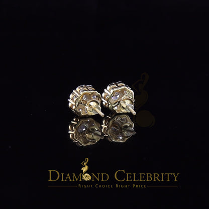 DiamondCelebritees  925 Yellow Silver 2.88ct Cubic Zirconia Women's & Men's Hip Hop Floral Earrings